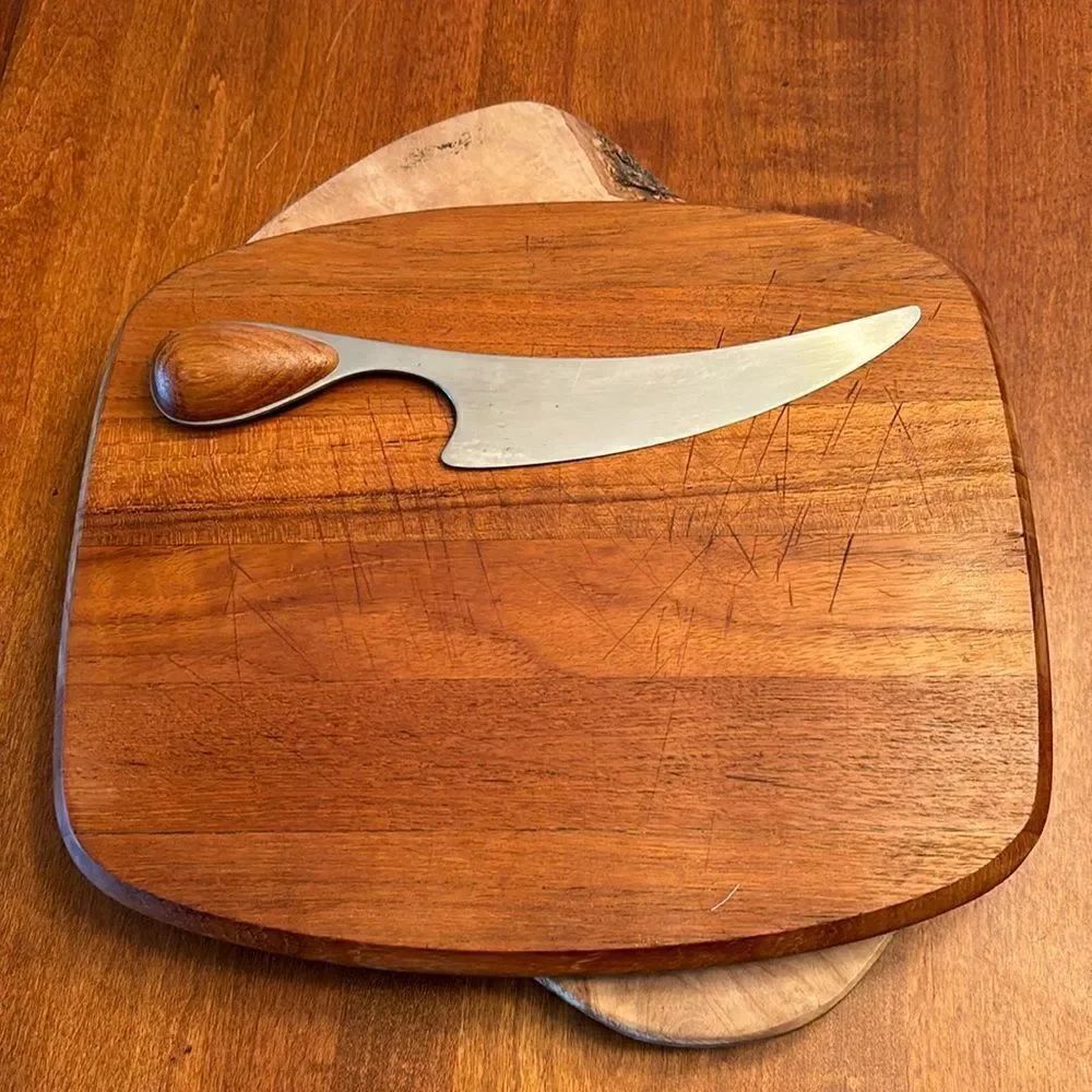 MCM 1970's Dansk Teak Cheese Board and Knife Set